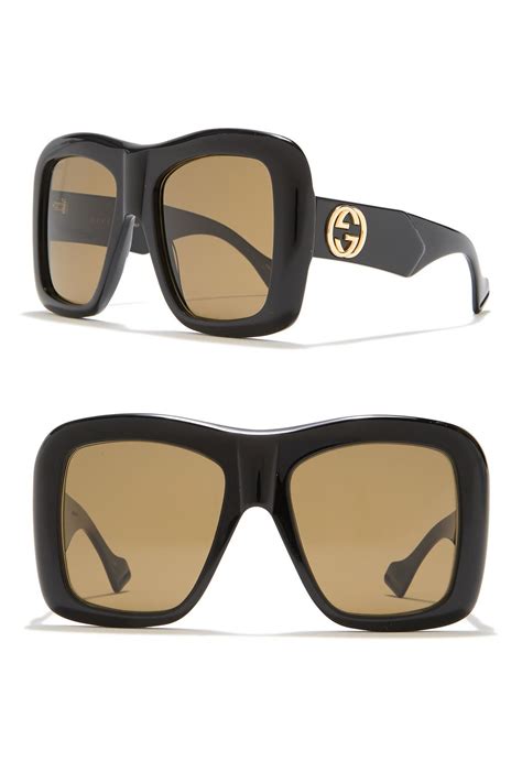 gucci black thin square sunglasses|gucci 54mm oversized square sunglasses.